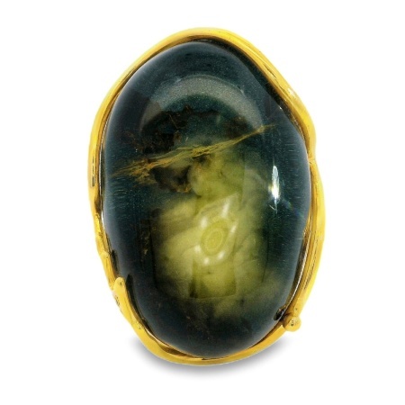 Inel Argint suflat in Aur 585 Chihlimbar Cecylia