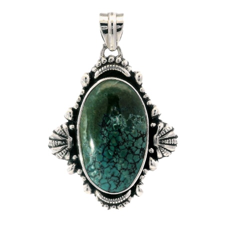 Pandantiv Argint Realizat Manual Turquoise Tibetan Hasvika