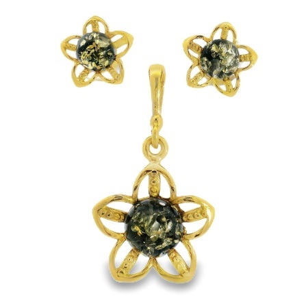 Set Argint suflat in Aur 585 Chihlimbar Svetlana