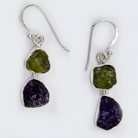 Cercei Argint Ametist Peridot Shreeja