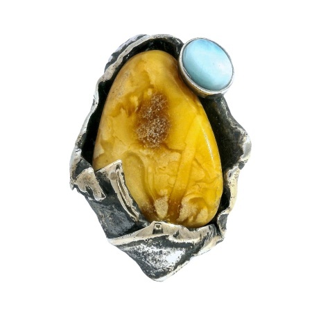 Inel Argint Chihlimbar Larimar Annika