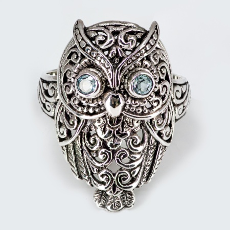 Inel Argint lucrat manual topaz albastru Fadilah