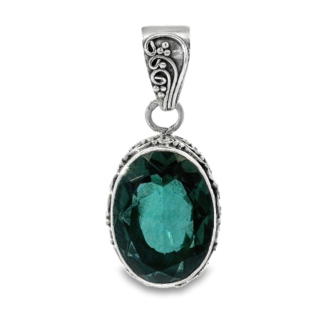 Pandantiv Argint Realizat Manual Quartz Verde Divya