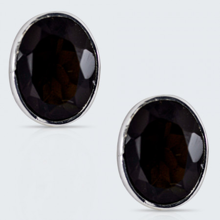 Cercei argint cu surub Mohini Quartz Smokey