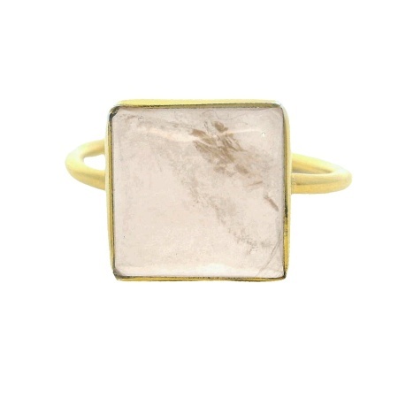 Inel Argint suflat în aur 585 Quartz Roz Shibmandir