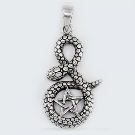 Pandantiv argint unisex Snake Pentagram
