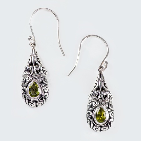 Cercei Argint realizati manual Peridot Rayu