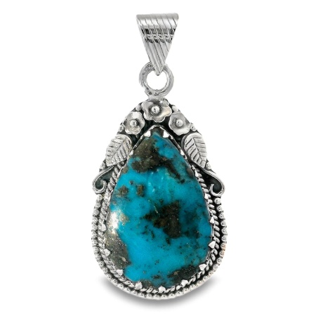 Pandantiv Argint Realizat Manual Turquoise Tibetan Brishti