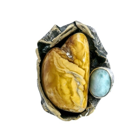 Inel Argint Chihlimbar Larimar Annikas