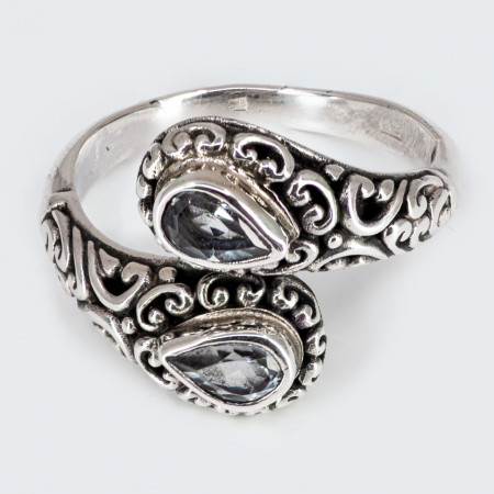 Inel Argint lucrat manual topaz albastru Dewi