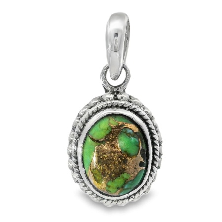 Pandantiv Argint Green Copper Turquoise Devaki