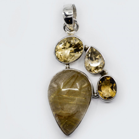 Pandantiv Argint Quartz Rutilat Auriu Manik