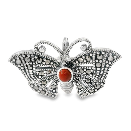 Brosa-Pandantiv Argint Marcasite Azure Red