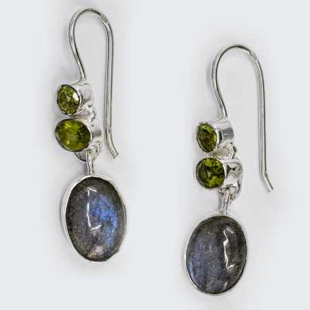 Cercei Argint Labradorit Peridot Riona