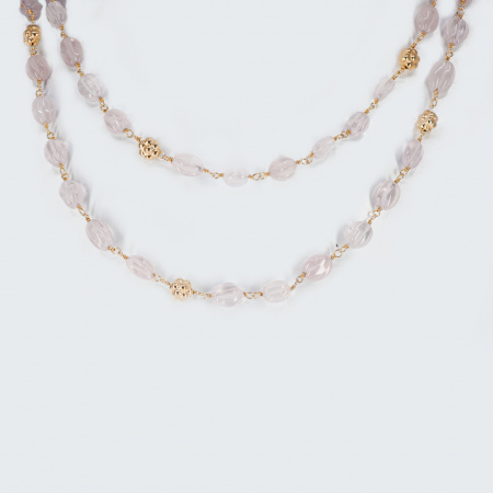 Colier Argint suflat Aur 585 Quartz Roz Samudra