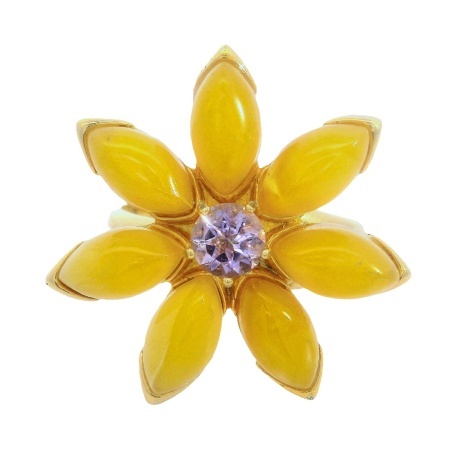 Inel Argint suflat in Aur 585 Chihlimbar Sylvia