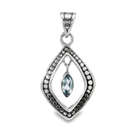 Pandantiv Argint Realizat Manual Topaz Albastru Hemashi