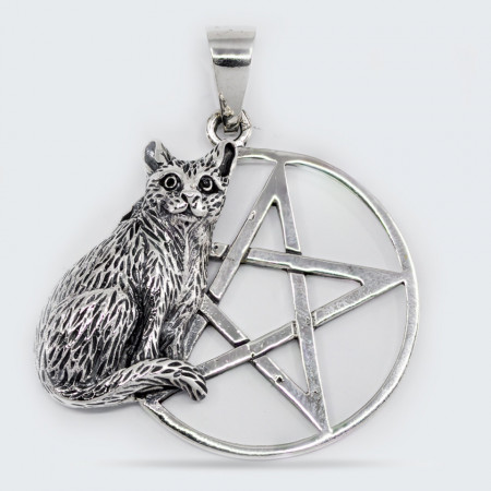Pandantiv argint Unisex Cat Pentagram
