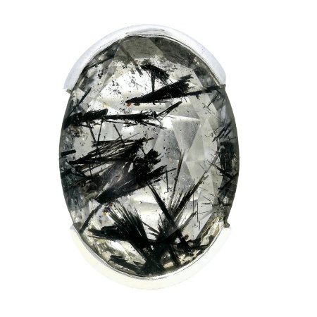 Inel Argint Quartz Rutilat Negru Haldia