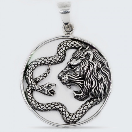 Pandantiv argint unisex Snake and Lion