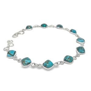 Bratara Argint Blue Copper Turquoise Shivani - Img 2