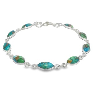 Bratara Argint Green Copper Turquoise Tara