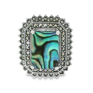 Brosa-Pandantiv Argint cu Marcasite si Sidef Abalone Khanita