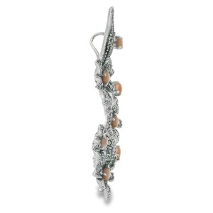Brosa-Pandantiv Argint Flori cu Marcasite si Sidef Roz Santichai - Img 2