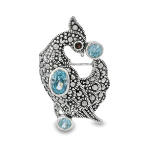 Brosa-Pandantiv Argint Marcasite Agatha Blue