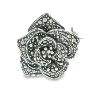 Brosa-Pandantiv Argint Trandafir cu Marcasite Ratana