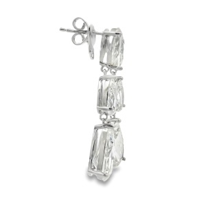 Cercei Argint cu sistem de inchidere cu surub Cubic Zirconia Flor - Img 2