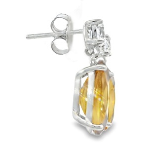 Cercei Argint cu surub Sultanit de laborator si Cubic Zirconia Iris - Img 2
