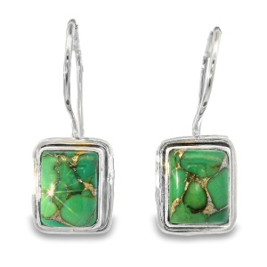 Cercei Argint cu tortita si inchidere Green Copper Turquoise Drishti