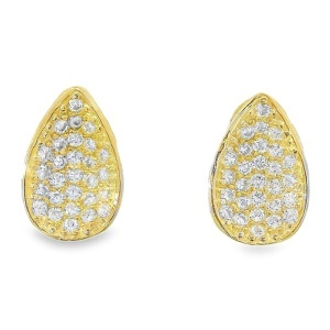 Cercei Argint suflat Aur 585 cu surub Zirconia Therese