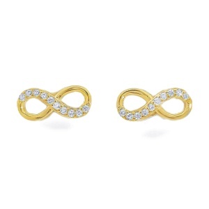 Cercei din Argint suflat Aur 585 cu surub Cubic Zirconia Valentine