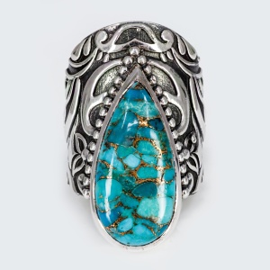 Inel Argint Blue Copper Turquoise Ishika
