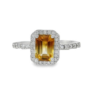 Inel Argint Citrin si Cubic Zirconia Achara