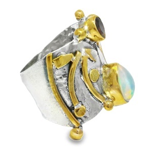 Inel Argint cu elemente suflate in Alama Opal Etiopian Naira - Img 2