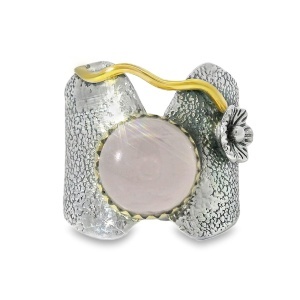 Inel Argint cu elemente suflate in Alama Quartz Roz Sunisa