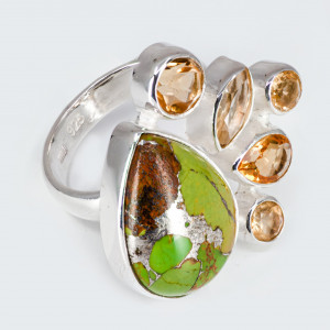 Inel Argint Green Copper Turquoise Sanaya - Img 2