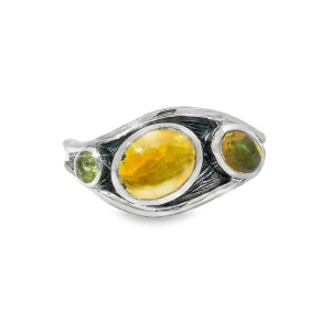 Inel Argint Opal Australian Pirinita Orange