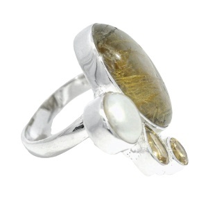 Inel Argint Quartz Rutilat Auriu Darsika - Img 2
