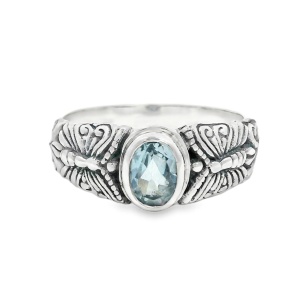 Inel Argint realizat manual Topaz Albastru Kartika