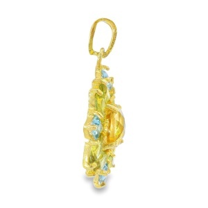Pandantiv Argint suflat Aur 585 Citrin si Peridot Madukshia - Img 2
