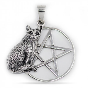 Pandantiv argint Unisex Cat Pentagram - Img 2