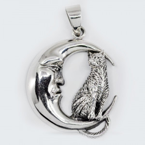 Pandantiv argint unisex Midnight Cat