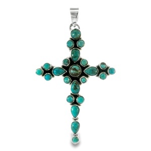 Pandantiv-Cruce Argint Chrysocolla Maleesha