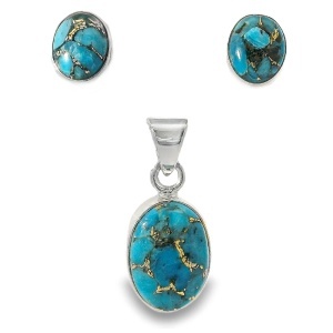 Set Argint Blue Copper Turquoise Elina