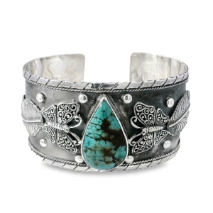 Bratara Fixa Argint realizata manual Blue Moon Turquoise Ayu