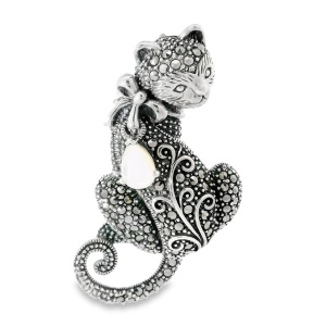 Brosa Argint cu Marcasite Lilou White
